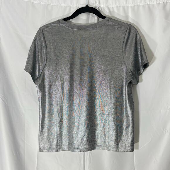 NWT Anthropologie Porridge Shine Glam Tee Metallic Graphic Top Women’s Medium - Picture 3 of 6